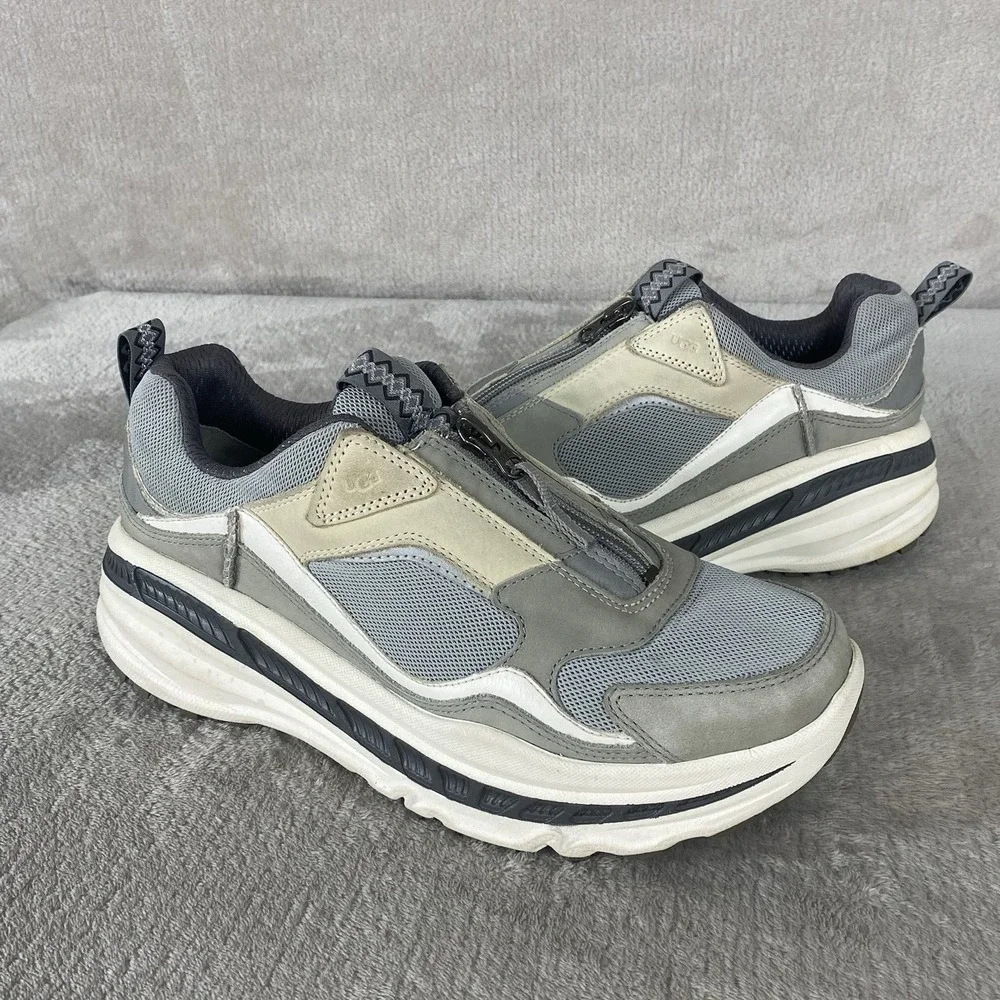 UGG CA805 Mens Shoes Size 9 Grey White Zip Suede Running Sneakers Athletic NEW
